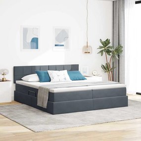 vidaXL Cama com Armazenamento com colchão Cinza Escuro 100 x 200 cm