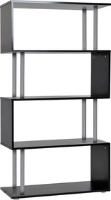 HOMCOM Estante Moderna Amplo Espaço Armazenamento 4 Prateleiras Escritório Design Elegante 80x30x145 cm Preto | Aosom Portugal