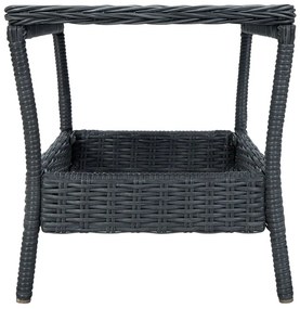 3 pcs conj. lounge jardim c/ almofadões vime PE cinzento-escuro