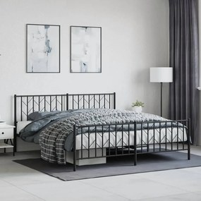 Estrutura de cama com cabeceira e pés 183x213 cm metal preto