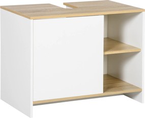 Móvel para Lavatório Pousar Móvel Casa de Banho Moderno com Prateleiras Abertas e Armário 77x45x60 cm Branco e natural