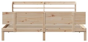 Estrutura de cama com cabeceira 200x200 cm pinho maciço