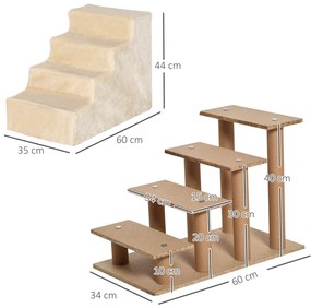 PawHut Escada para Animais de Estimação com 4 Degraus 2 em 1 com Capa