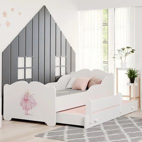 Cama dupla infantil ANNA 160x80 branca - bailarina - colchão e estrado incluído
