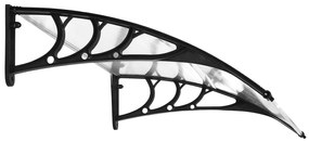 Toldo de Proteção 75x100 cm para Portas e Janelas contra Sol e Chuva com Suporte de Liga de Alumínio Transparente e Preto