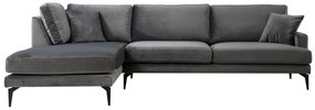 Sofá de Canto Papira - Antracite - 283 x 180 x 90 x 88 cm