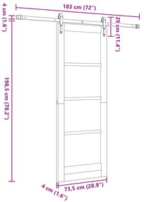 Porta de Correr vidaXL com Conjunto de Ferragens Branca 73.5x198.5 cm