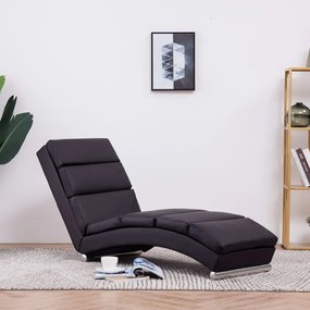 vidaXL Chaise longue couro artificial castanho