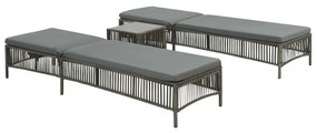 Espreguiçadeiras com mesa 2 pcs vime cinzento