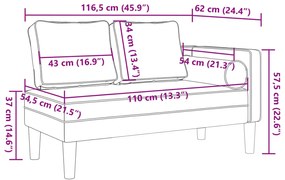 Chaise lounge com almofadões veludo creme