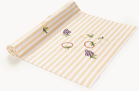 Corredor de mesa às riscas com motivos bordados Melony