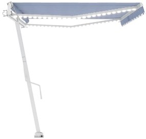 Toldo automático LED e sensor de vento 500x300 cm azul e branco