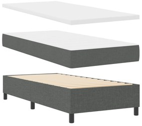 Cama Box Spring com Colchão e Banco Cinza Escuro 80x200 cm Tecido