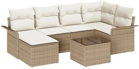 Conjunto de Sofá de Jardim 7 Peças com Almofadas em Ratan Sintético Ma
