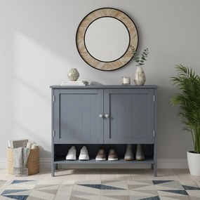 Sapateira elegante com prateleiras ajustáveis em altura 35 x 80 x 70 cm cinzento