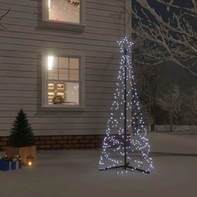 343502 vidaXL Árvore de Natal em cone 200 luzes LED 70x180 cm branco frio