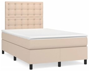 vidaXL Cama box spring c/colchão/LED 120x190cm couro artif. cappuccino
