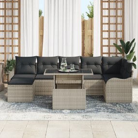 Conjunto de Sofás de Jardim com 8 Peças com Almofadas Cinza Claro Ratt