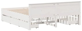 Cama sem colchão com cabeceira 200x200 cm pinho maciço branco