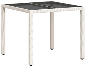 3 pcs conjunto jantar jardim c/ almofadões vime PE/vidro branco
