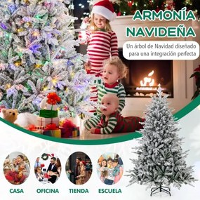 Árvore de Natal artificial 186cm com estrutura articulada 8 modos de iluminação Luzes LED multicoloridas Verde e Branca