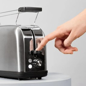 Torradeira vertical Toastin' time 850 Inox Long Steel com uma ranhura longa e suporte para pão