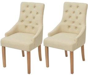 vidaXL Cadeiras de jantar 2 pcs tecido cor creme