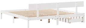 Cama sem colchão 200x200 cm madeira de pinho maciça branco