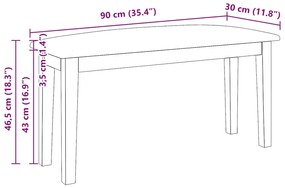 Banco 90 cm madeira seringueira maciça castanho