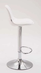 Conjunto de 2 bancos de bar Kiel em couro sintético e com estrutura cromada 39 x 82-104 x 39 cm Branco