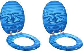 vidaXL Assento de Sanitário com Fechamento Suave 2 pcs Gota Azul