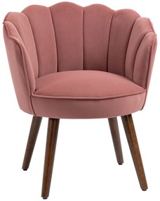 HOMCOM Sofá Concha Sofá de Sala Quarto com Encosto e Almofada em Veludo Pernas em Madeira de Seringueira 66x66x78,5 cm Rosa | Aosom Portugal