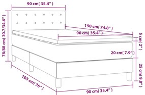 Cama box spring c/ colchão/LED 90x190 cm veludo preto