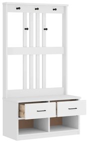 Árvore de Hall Branca 87x40x159,5 cm Madeira Maciça de Pinho