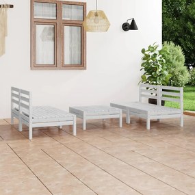 vidaXL 5 pcs conjunto lounge de jardim pinho maciço branco