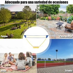 Conjunto com rede de badminton 3 x 1,5 m portátil com 2 raquetes e 2 penas, fácil de montar, para praia ou jardim, amarelo e azul