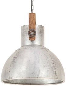 Candeeiro suspenso industrial redondo 25 W 40 cm E27 prateado