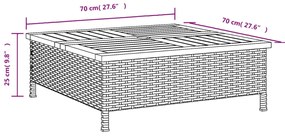 Mesa de jardim 70x70x25 cm vime e madeira de acácia maciça bege