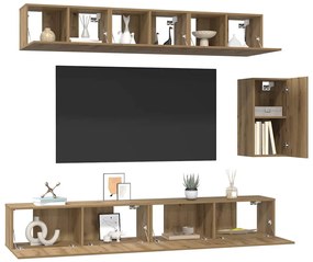 Conjunto de móvel de TV com gaveta com prateleira 6 pcs carvalho artis