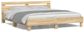 Estrutura cama c/ cabeceira/luzes LED 180x200cm carvalho sonoma