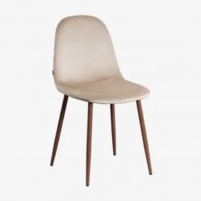 Pack De 2 Cadeiras De Jantar Glamm Madeira Escura & Velluto Castanho Trigo & Terciopelo - Sklum