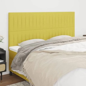 vidaXL Cabeceira de cama 4 pcs tecido 90x5x78/88 cm verde