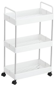 Carrinho de arrumação com rodas, 3 prateleiras | SONGMICS | 40 x 22 x 67 cm | branco | KSC019W01.