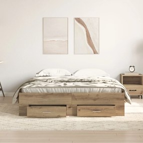 Estrutura de Cama com Gavetas Carvalho Artístico