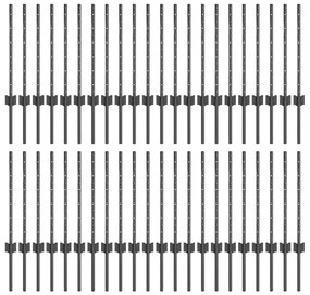 Postes de Cerca Prateados 44 pcs Cinzeto 100 x 0.6 m
