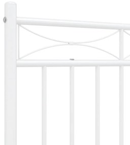 Estrutura de cama com cabeceira e pés 140x190 cm metal branco