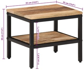 Mesa de centro 35x35x30 cm madeira de mangueira áspera maciça
