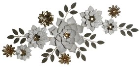 Decoração de Parede Dkd Home Decor 106,7 X 5 X 46,4 cm Cinzento Dourado Branco Bloemen Shabby Chic