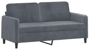 2 pcs conjunto de sofás com almofadas veludo cinzento-escuro