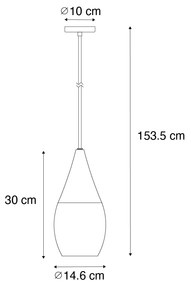 Candeeiro suspenso moderno preto com vidro fumê - Drop Moderno